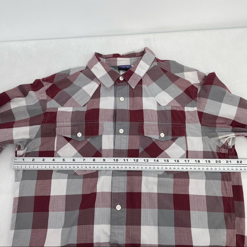 Patagonia Men’s Red and Gray Plaid Button-Down Shirt - Picture 8 of 11
